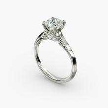 Knife Edge Lotus Bridge Solitaire Plus Diamond Engagement Ring In Platinum