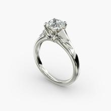 Chevron Solitaire Plus Engagement Ring In 14k White Gold
