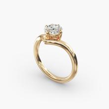 Chevron Solitaire Engagement Ring In 14k Yellow Gold