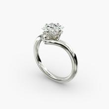 Chevron Solitaire Engagement Ring In 14k White Gold