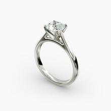 Tapered Cathedral Solitaire Engagement Ring In 18k White Gold