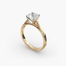 Tapered Cathedral Solitaire Engagement Ring In 14K Yellow Gold