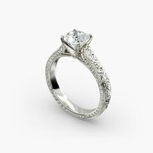 Hand-Engraved Solitaire Engagement Ring In Platinum
