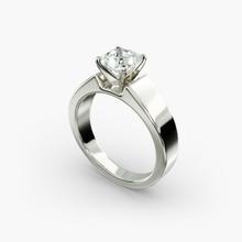 Wide Band Solitaire Engagement Ring In 14k White Gold (5mm)