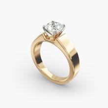 Wide Band Solitaire Engagement Ring In 14K Yellow Gold (5mm)