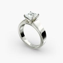 Wide Band Solitaire Engagement Ring In 14k White Gold (5mm)