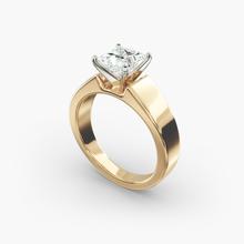 Wide Band Solitaire Engagement Ring In 18k Yellow Gold (5mm)