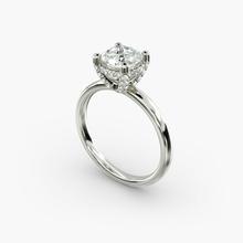 Blue Nile Studio French Pavé Diamond Crown Solitaire Engagement Ring In 14k White Gold (1/6 Ct. Tw.)