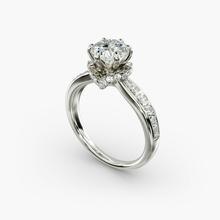 Romantic Six Prong Hidden Halo Diamond Engagement Ring In Platinum (1/5 Ct. Tw.)