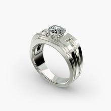 Men's Structured Solitaire Engagement Ring In 14k White Gold
