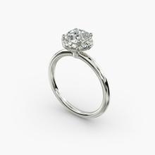Petite Floral Halo Diamond Engagement Ring In 18k White Gold (1/10 Ct. Tw.)