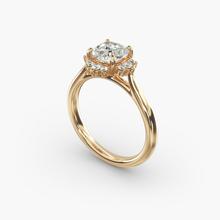 Delicate Ballerina Halo Diamond Engagement Ring In 14k Yellow Gold