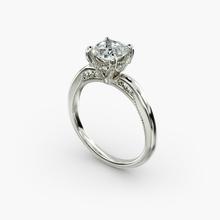 Lace Bridge Solitaire Plus Hidden Halo Diamond Engagement Ring In 14k White Gold (1/5 Ct. Tw.)