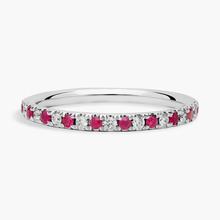 Riviera Pavé Ruby And Diamond Ring In 14k White Gold (1.5mm)