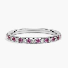 Riviera Pavé Pink Sapphire And Diamond Ring In 14k White Gold (1.5mm)