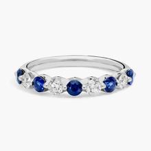 Floating Sapphire And Diamond Anniversary Ring In Platinum (3mm)
