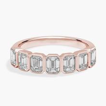 7 Stone Emerald Bezel Diamond Anniversary Ring In 14k Rose Gold (1 3/4 Ct. Tw.)0