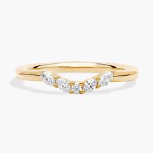 Curved Floral Marquise Diamond Ring In 14k Yellow Gold (1/8 Ct. Tw.)