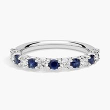Luna Sapphire And Diamond Anniversary Ring In 14k White Gold (2.1 Mm)