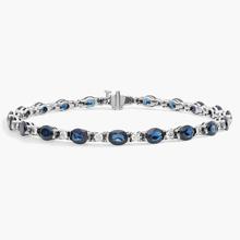 Oval Sapphire And Diamond Semi-Bezel-Set Bracelet In 18k White Gold (5x4mm)
