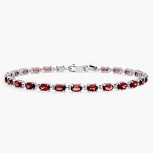 Petite Garnet Oval Bracelet In Sterling Silver (5x3mm)