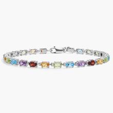 Petite Oval Multicolor Gemstone Bracelet In Sterling Silver (5x3mm)