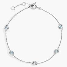 Aquamarine Stationed Bezel-Set Bracelet In 14k White Gold (3mm)