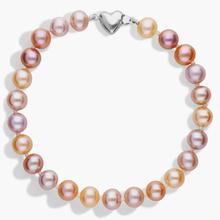 Multicolored Freshwater Cultured Pearl Bracelet With Sterling Silver Heart Clasp (6-7mm)
