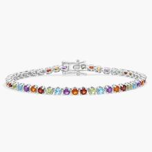 Multi Color Tennis Bracelet In Sterling Silver (3mm