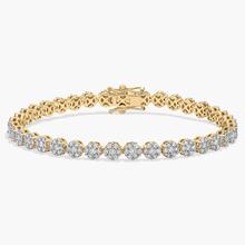 Diamond Flower Cluster Tennis Bracelet In 14K Yellow Gold (3 Ct. Tw.)