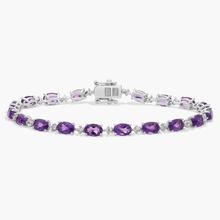 East-West Oval Amethyst Fashion Bracelet In Sterling Silver