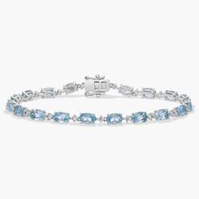 East-West Oval Sky Blue Topaz Fashion Bracelet In Sterling Silver
