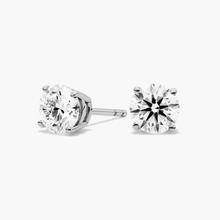Four Prong Round Brilliant Diamond Stud Earrings In 14K White Gold (1 1/2 Ct. Tw. - H-I / SI1-SI2)