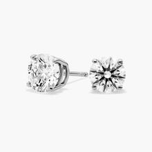 Four Prong Round Brilliant Lab Grown Diamond Stud Earrings In 14k White Gold (2 1/2 Ct. Tw. - F-G / VS2-SI1)
