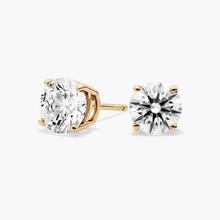 Four Prong Round Brilliant Lab Grown Diamond Stud Earrings In 14k Yellow Gold (2 1/2 Ct. Tw. - F-G / VS2-SI1)