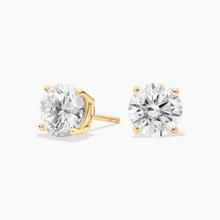 Four Prong Round Brilliant Lab Grown Diamond Stud Earrings In 14k Yellow Gold (3 Ct. Tw. - F-G / VS2-SI1)