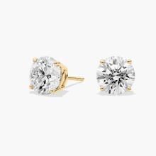 Four Prong Round Brilliant Lab Grown Diamond Stud Earrings In 14k Yellow Gold (4 Ct. Tw. - F-G / VS2-SI1)