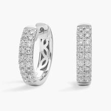 Mini Double Row Diamond Huggie Hoop Earrings In 14k White Gold (1/3 Ct. Tw.)