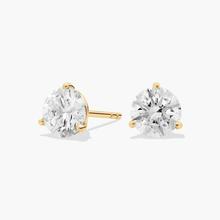 Three Prong Martini Round Brilliant Lab Grown Diamond Earrings In 14K Yellow Gold (2 Ct. Tw. - F-G / VS2-SI1)