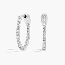 Inside Out Round Hoops, 1/2 Inch Diameter In 14K White Gold (1/4 Ct. Tw. - H-I / SI1-SI2)