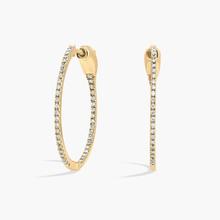 Inside Out Round Hoops, 3/4 Inch Diameter In 14K Yellow Gold (1/4 Ct. Tw. - H-I / SI1-SI2)