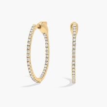 Inside Out Round Hoops, 3/4 Inch Diameter In 14K Yellow Gold (1/2 Ct. Tw. - H-I / SI1-SI2)