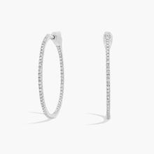 Inside Out Round Hoops, 1 Inch Diameter In 14K White Gold (1/2 Ct. Tw. - H-I / SI1-SI2)