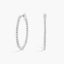 Inside Out Round Hoops, 1 Inch Diameter In 14K White Gold (1 Ct. Tw. - H-I / SI1-SI2)