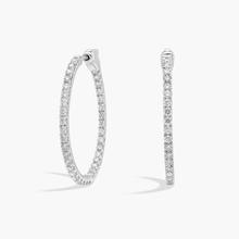 Inside Out Round Hoops, 1 Inch Diameter In 14K White Gold (1 1/2 Ct. Tw. - H-I / SI1-SI2)