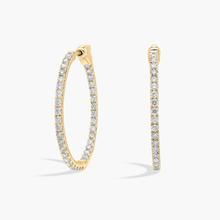 Inside Out Round Hoops, 1 Inch Diameter In 14K Yellow Gold (1 1/2 Ct. Tw. - H-I / SI1-SI2)