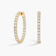 Inside Out Lab Grown Diamond Round Hoops, 1 Inch Diameter In 14K Yellow Gold (3 Ct. Tw. - F-G / VS2-SI1)