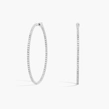 Inside Out Lab Grown Diamond Round Hoops, 2 Inch Diameter In 14K White Gold (3 Ct. Tw. - F-G / VS2-SI1)
