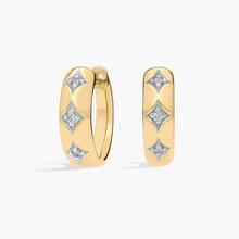 Wide Diamond Flicker Huggie Earrings In 14K Yellow Gold