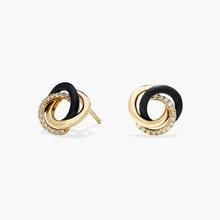 Lab Grown Diamond Love Knot Stud Earrings In 18K Yellow And Black Gold